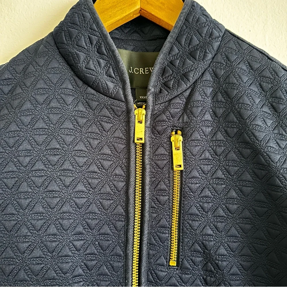 J. Crew Navy Quilted Short Sleeve Blazer - Picture 2 of 9
